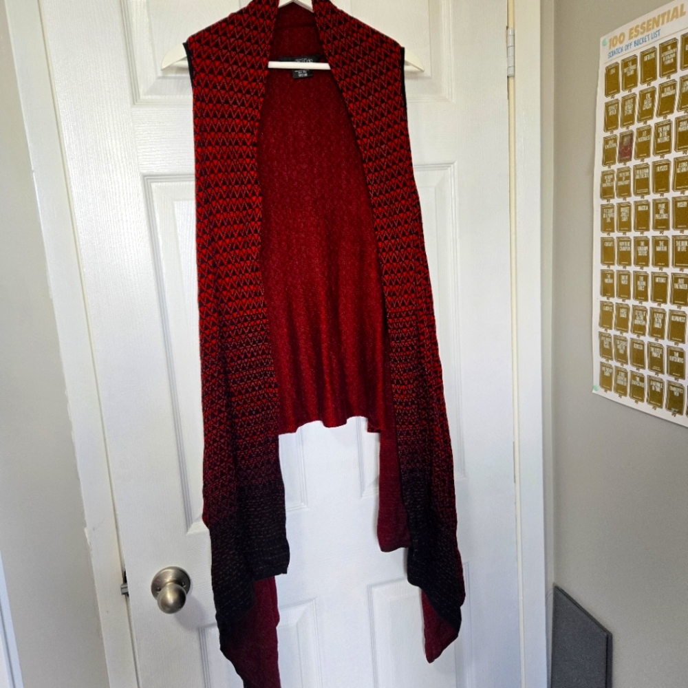 Michel Studio Red and Black Knit Cardigan